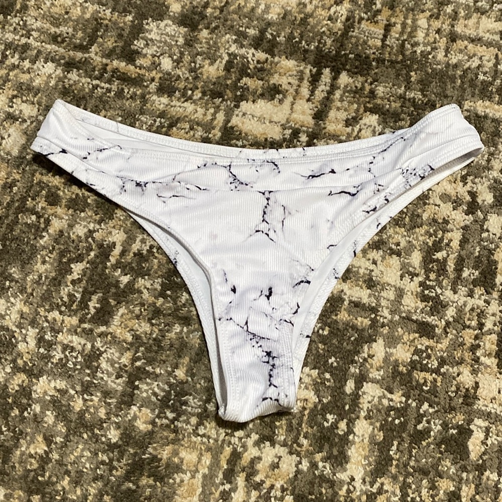 SHEIN White & Grey Marble Bikini Bottom